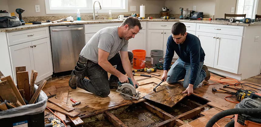Kitchen Floor Water Damage Repair in Federal Way